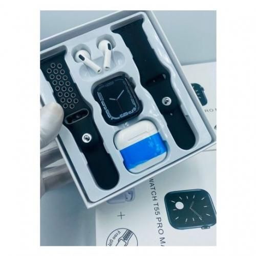 T55 SMART WATCH T55 PROMAX SMART WRISTWATCH WITH EARPODS FOR IPHONE & ANDROID