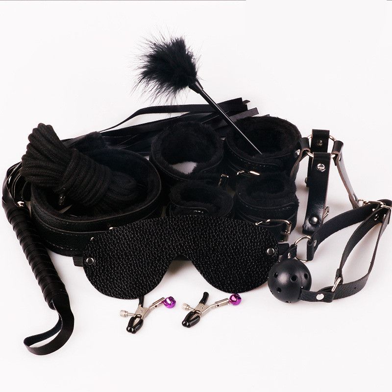 7 Pieces/Set Collar Furry Fuzzy Bed Bondage Gear