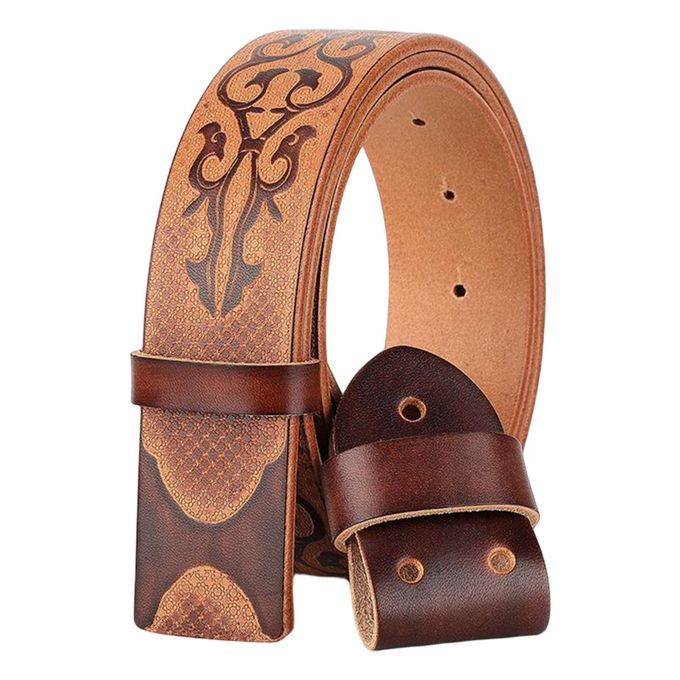 Men Belt, PU Leather Knight Belt With Buckle Adjustable Coffee