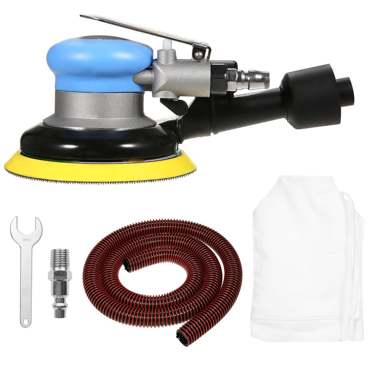 5'' Pneumatic Sander 12000rpm Pneumatic Palm Sander Professional Air Powered Sander Polishing Grinding Sanding for Car Metal Wood Wax Metal Work