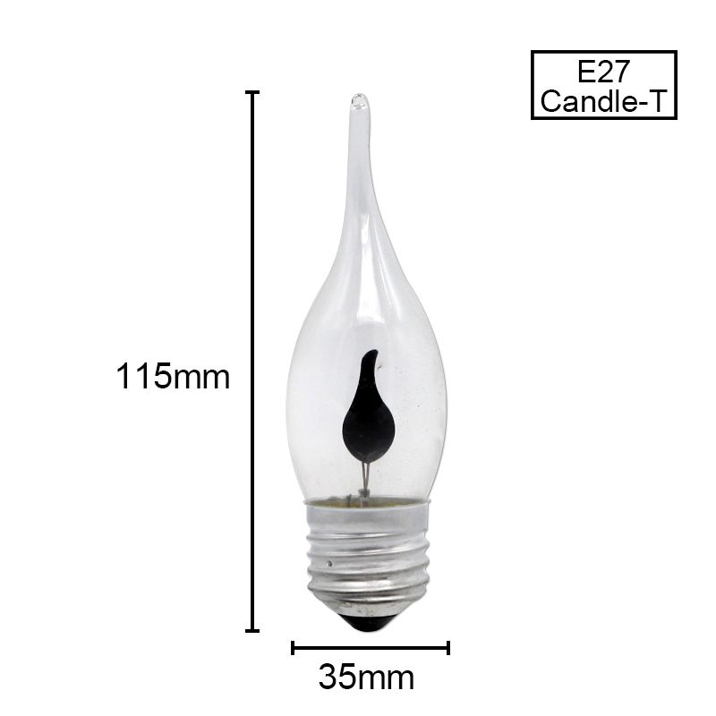 Edison Flame LED Candel Light Bulb E27 E14 AC 220V 3W Tip