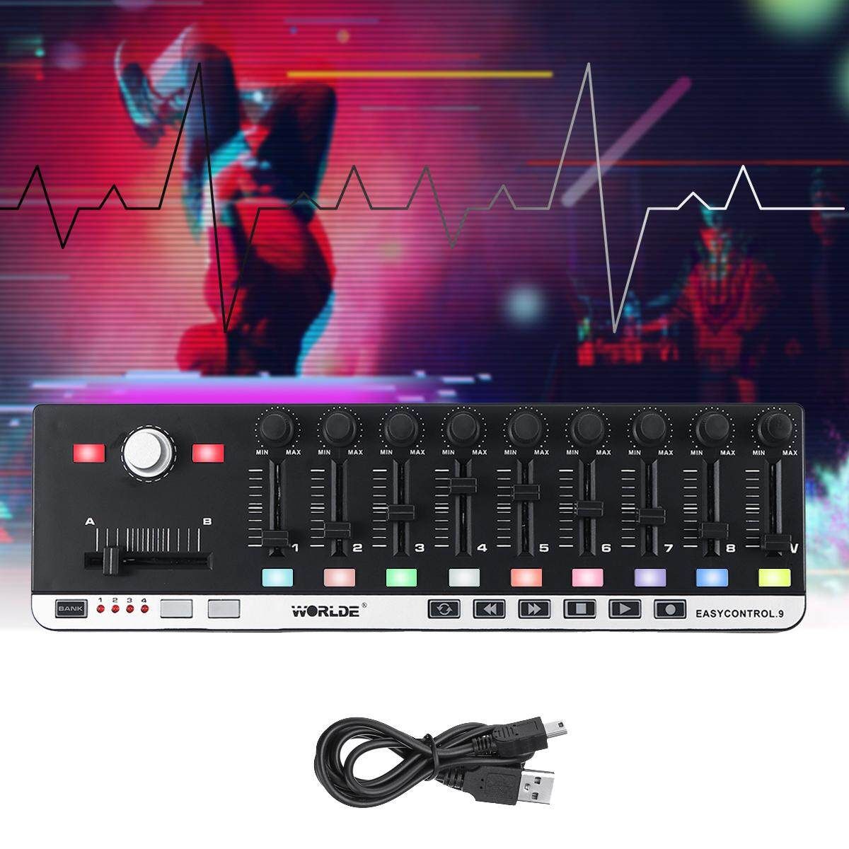 WORLDE EASYCONTROL.9 MIDI Controller Lighting Backlit USB Keyboard Drum Pad