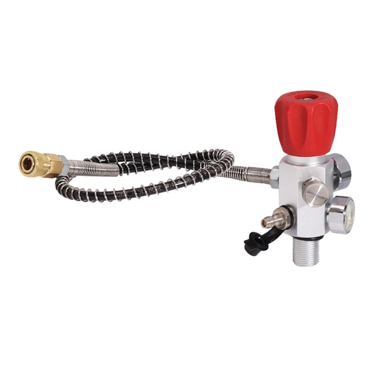 Dual Gauge Refill Adapter With  Hose Charging Valve Silver 14UNF