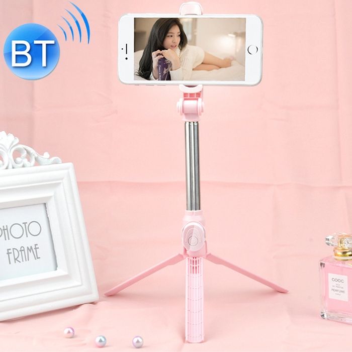 XT10 Multi-function Mobile Live Broadcast Bluetooth Self-timer Pole Tripod (Pink)