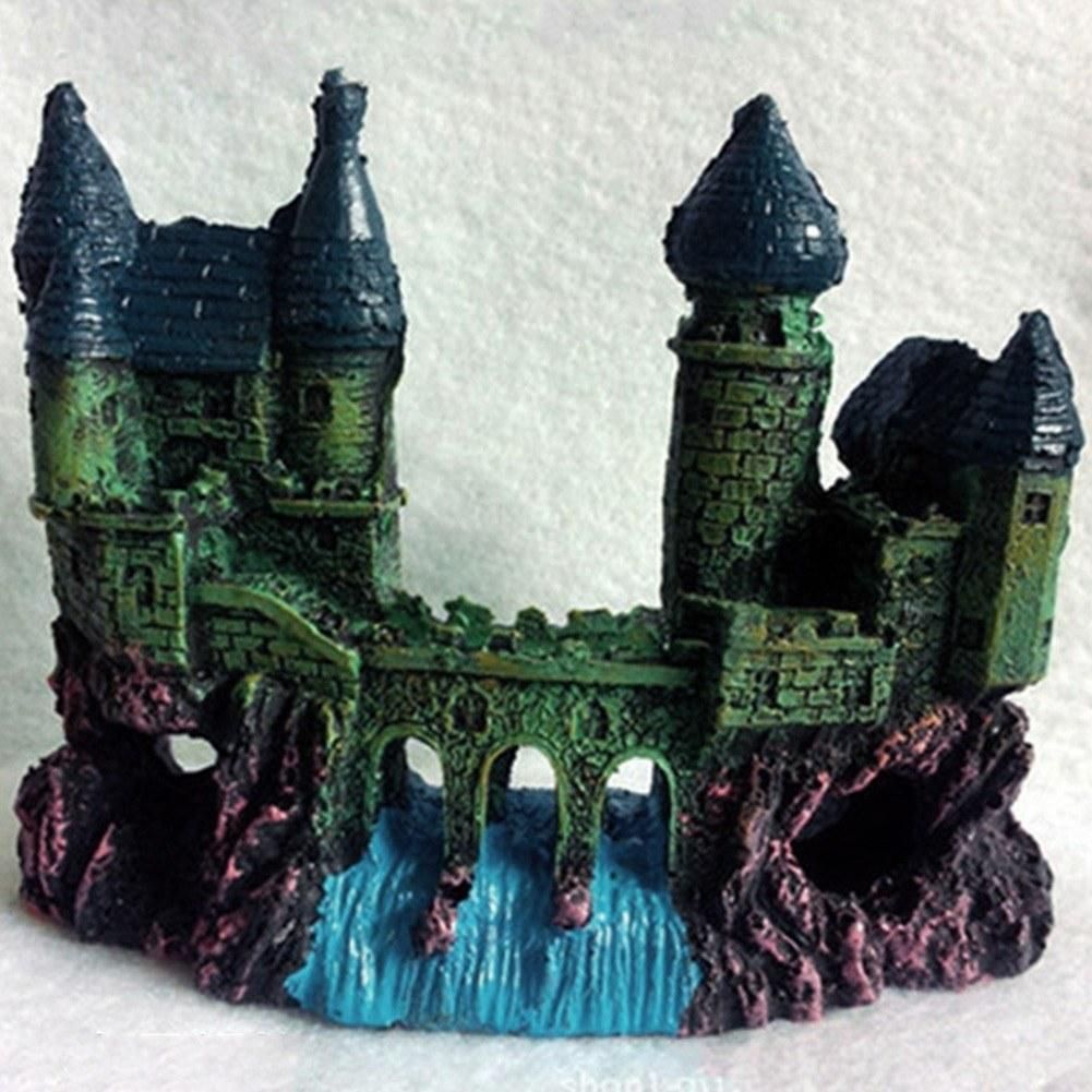 Castle Villa Aquarium Landscaping Decoration Aquarium Decoration House Rockery Resin Crafts Medium green castle
