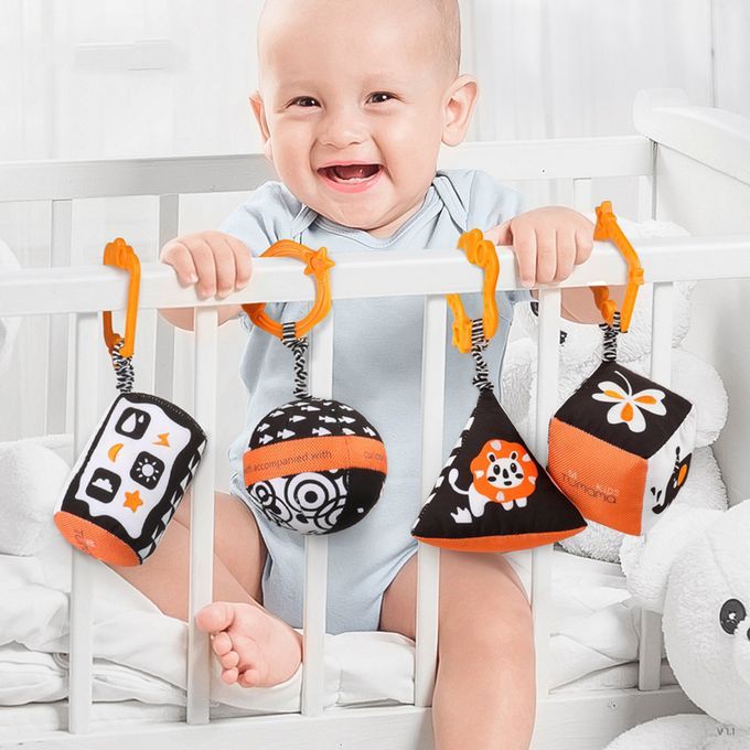 Pack Of 4 Soft Babies Rattle Handbells Stroller Car Activity Toy Boy
