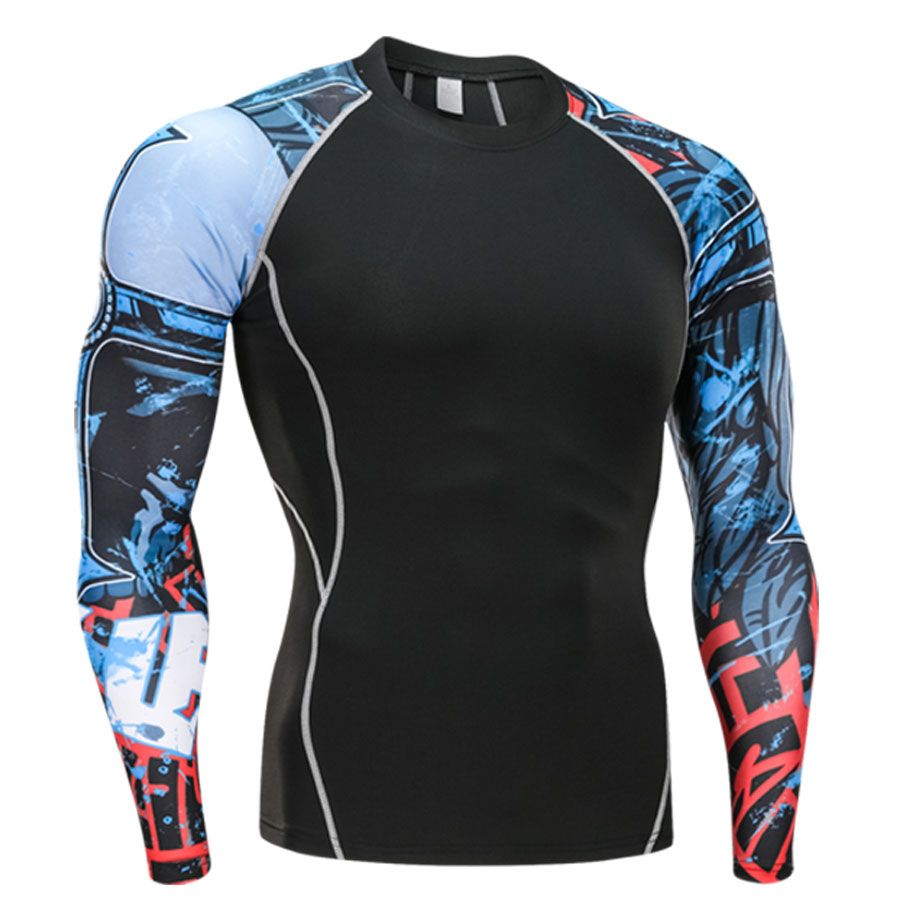 Mens Compression Shirts 3D Wolf Teenager T-shirts Long