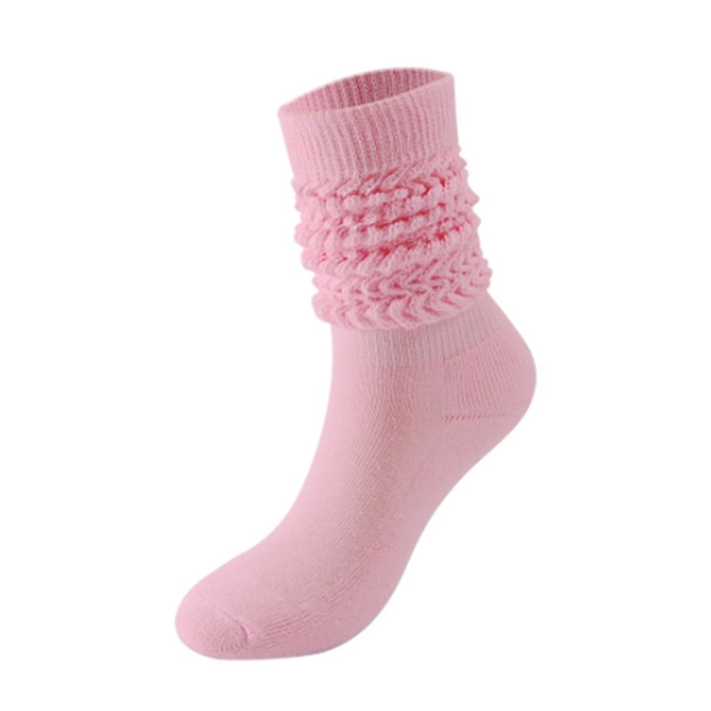 (Pink)HongBiTu Men Women New Candy Colors Fluffy Soft Long Socks Loose Socks Boot Sock Stockin SMA