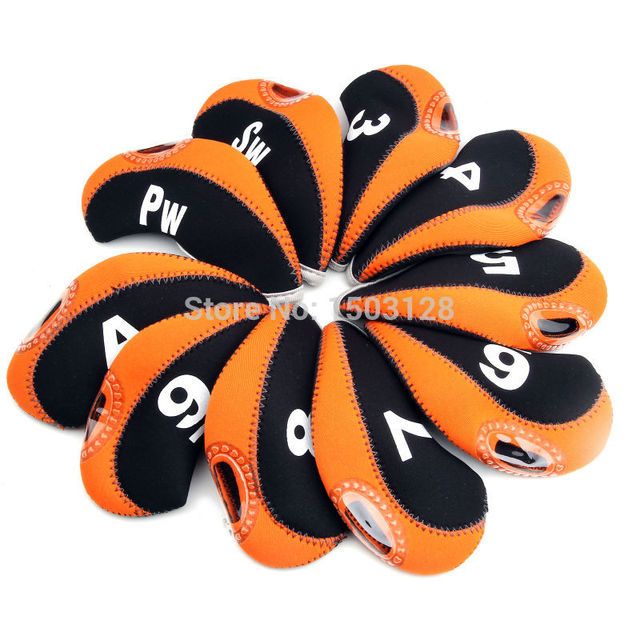 10pcs Golf Iron Head Covers Neoprene Transparent Window