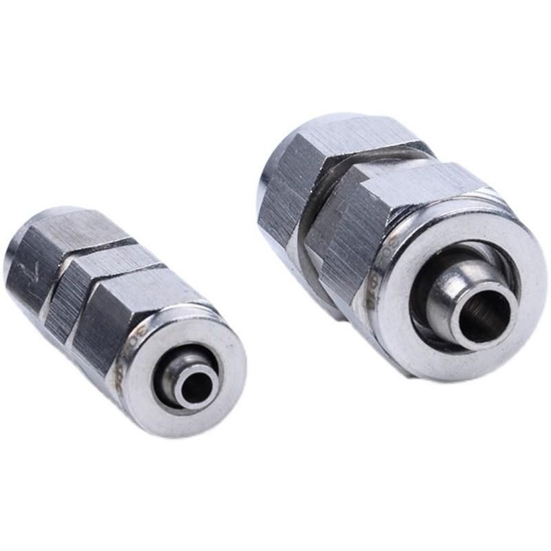 Spot Supply Quick Twist Straight Middle Reducing Stainless Steel 304 Nylon Tube Soft Pu Air Pipe Connector Lock Nut Straight