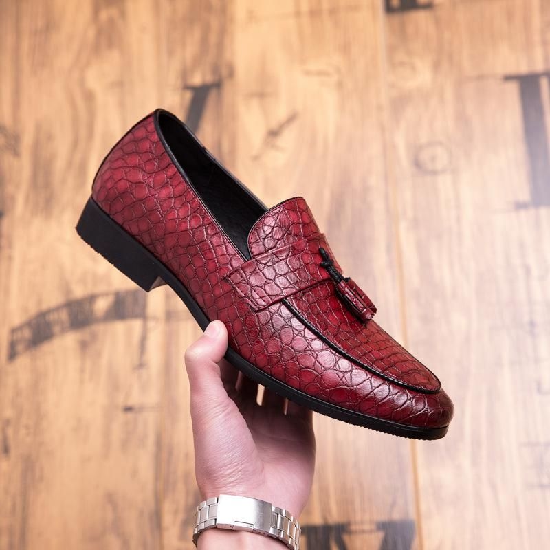 red Outdoor light soft Leather Men Shoes Loafers Slip On Comfortable