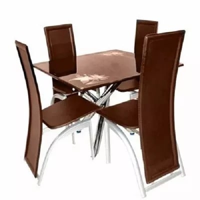 Dining Table With 4 Classic Chairs - Brown