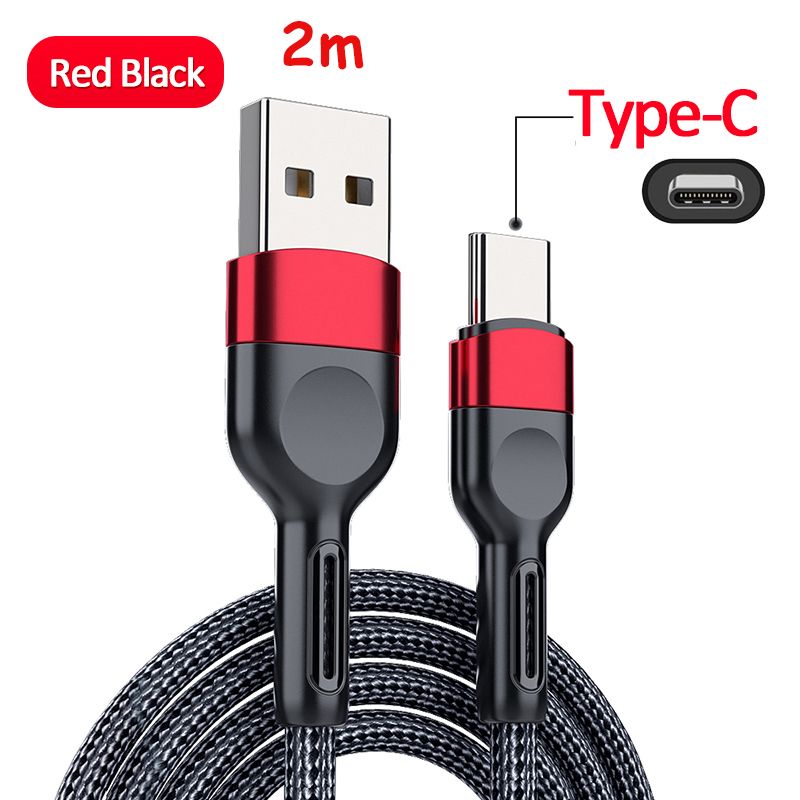 （2m Type-c）Dual Usb Car Charger Socket 12V-24V Car Motorcycle Cigarette  Usb Fast Charger Socket Power Plug Outlet LED Dropshipping
