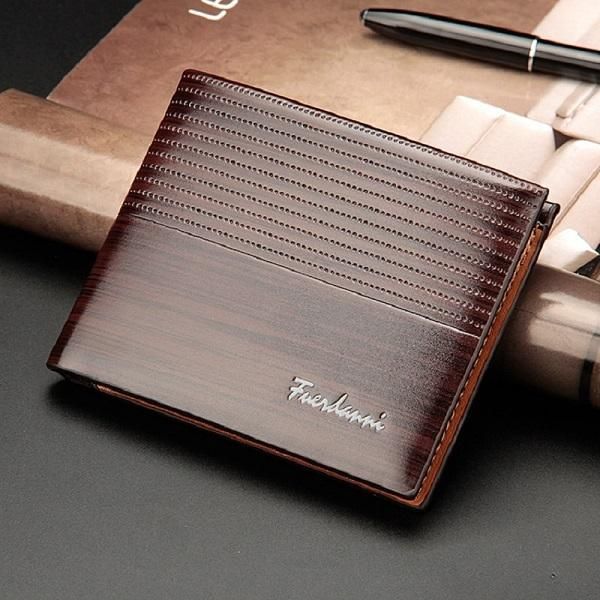 Cartera de negocios de gran capacidad para hombre bolso de mano de cuero Tarjetero con cremallera novedad de-short coffee