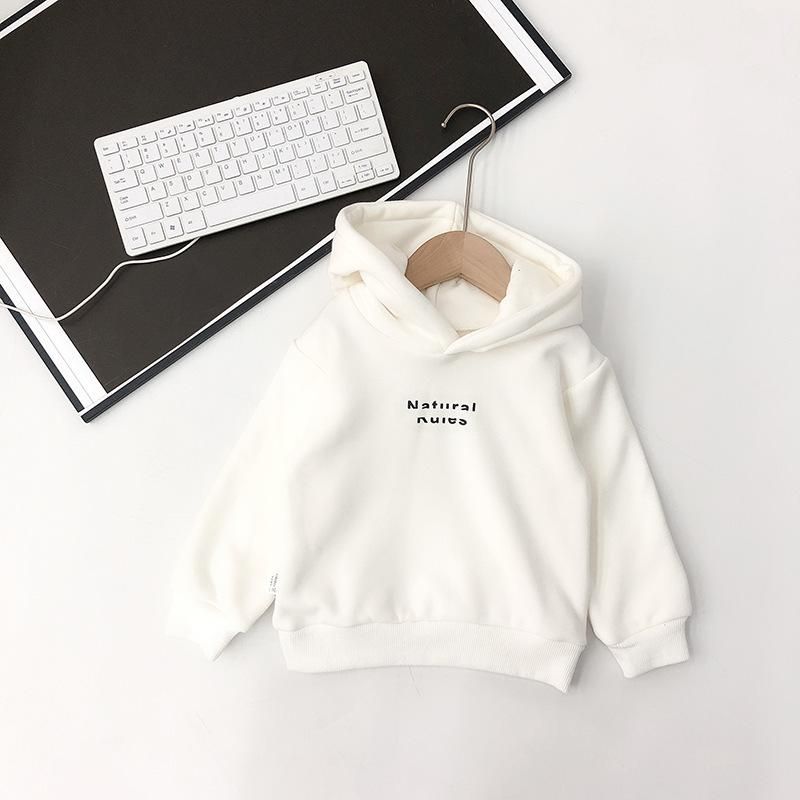 Children's Hooded Sweatshirt Solid Color Sweatshirt White