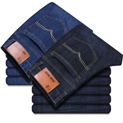 (Black+Blue)=14999 Men's Jeans Zipper Ripped Holes Trouser Pants