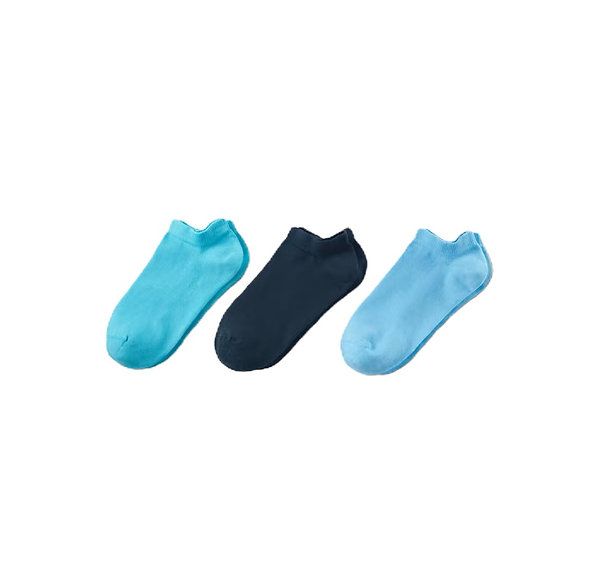 Boys Sneaker Socks 3 Pairs, Dark Blue And Turquoise And Blue