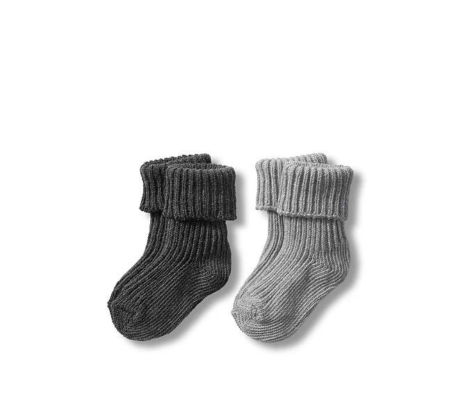 Kids Socks Set Of 2, Light Grey And Grey