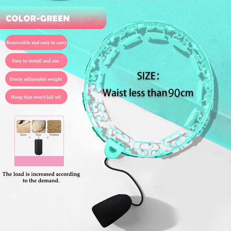 Waist Adjustable Sports Hoop Weight Loss Thin Waist Sports Removable Massage Hoop-Green S