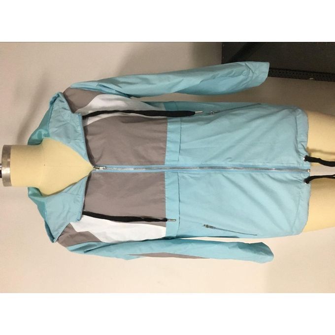 Women's Waterproof Raincoat Outdoor Hooded Rain Jacket Light Blue