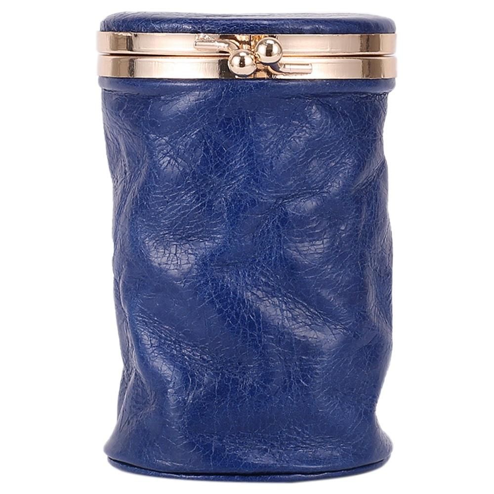Portable Leather Lipstick Storage Pouch with Mirror