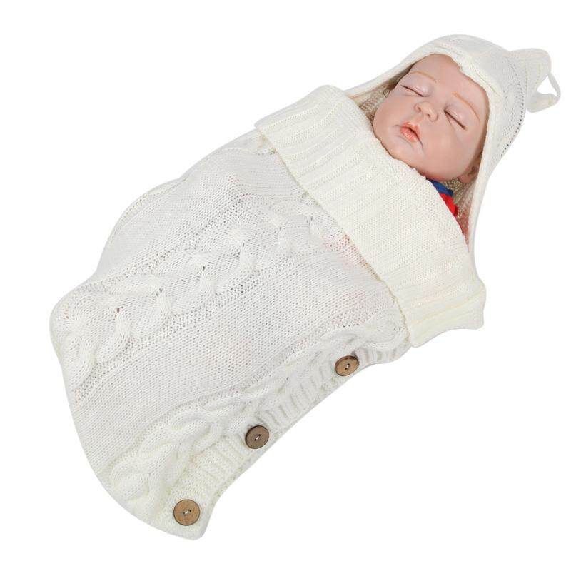 Winter Autumn Baby Sleeping Bag Kids Toddler Warm Sleeping Bag Wool Knit Thick Quilt Beige
