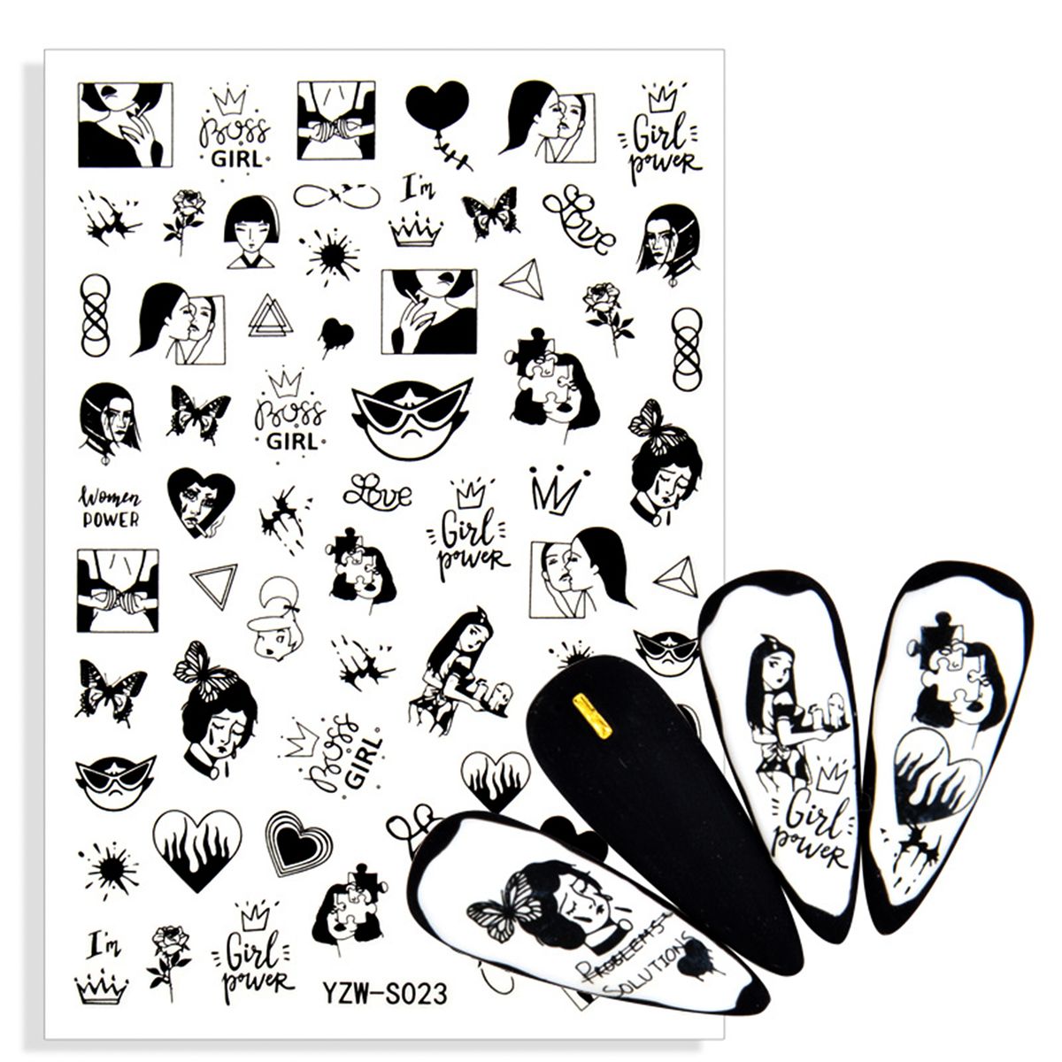 Art Nail Sticker Abstract Face Geometry Design Water-