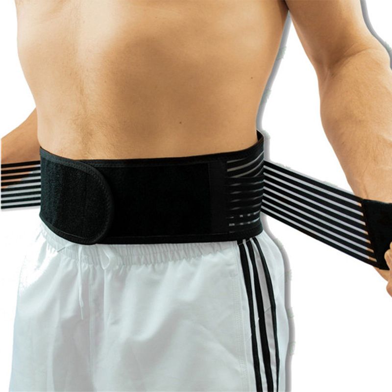 1Pcs Adjustable Neoprene Double Pull Lumbar Support Lower Back Belt Brace Pain Relief Band Waist Belt(#Beige)