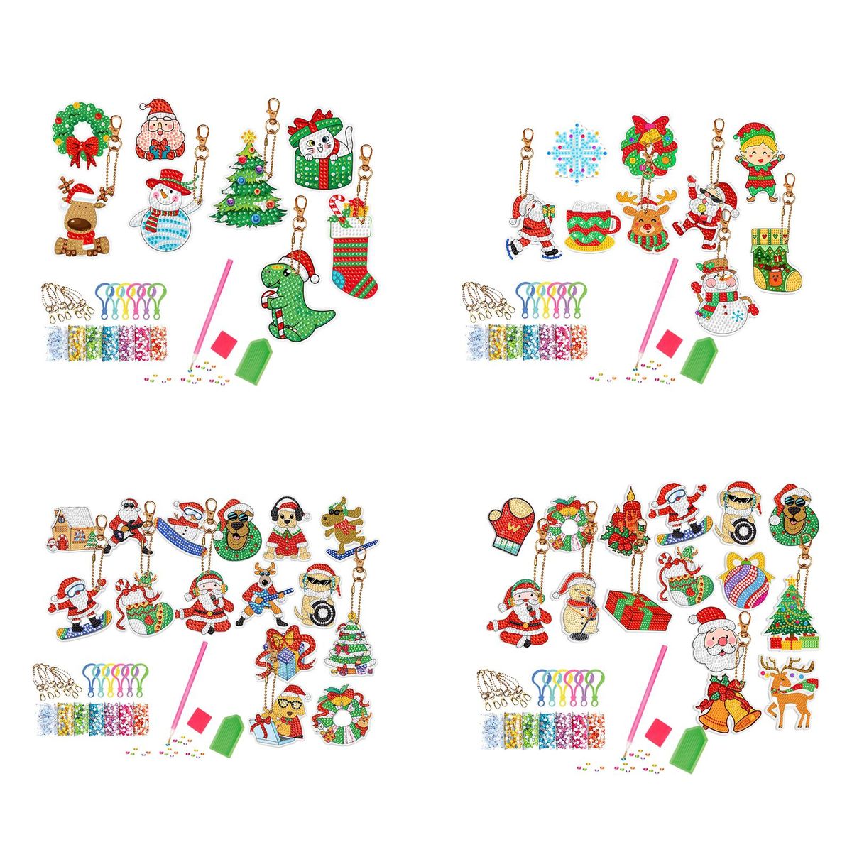 Painting Keychains Christmas Party Game DIY Handmade 8Pcs