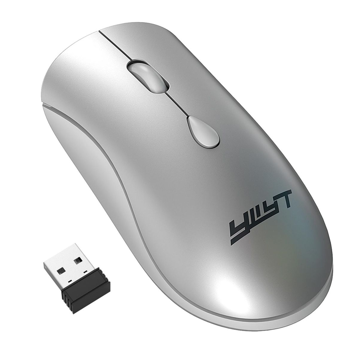 YWYT G864 2.4G Wireless Mouse Ergonomic Design 3-gear Adjustable DPI Built-in 500mAh Rechargeable Lithium Battery Silver
