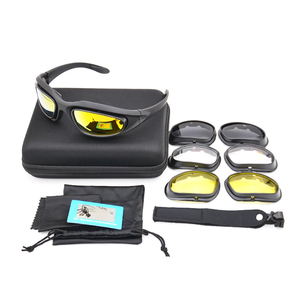 Polarized UV400 Tactical Goggles C5 Shooting Glasses 4 Lens