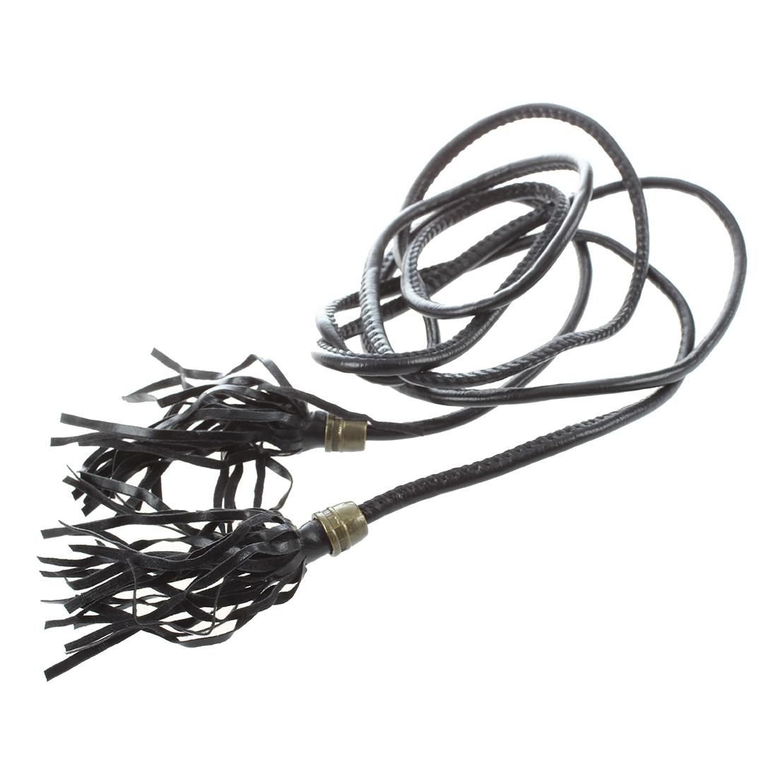 Soft Faux Leather Tassel Decor Self Tie Skinny Waist Belt