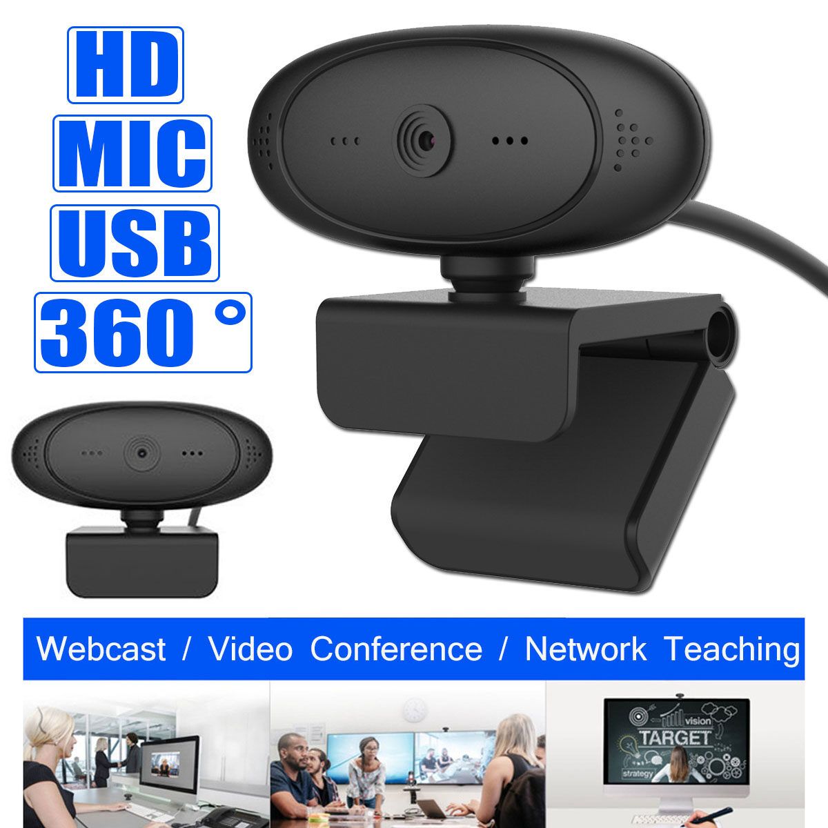 Rotatable 1080P HD Webcam USB PC Laptop Camera Video Recording With Microphone Online Tech Live Streaming
