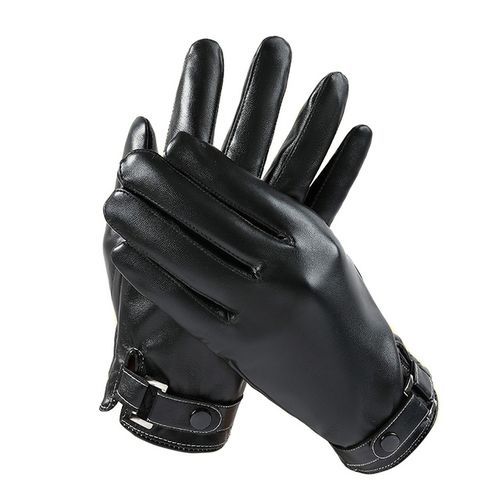 Men's Gloves Black Winter Mittens Keep Warm Touch Screen Windproof Driving Guantes Male Autumn Winter PU Leather Gloves Business(#Black2)