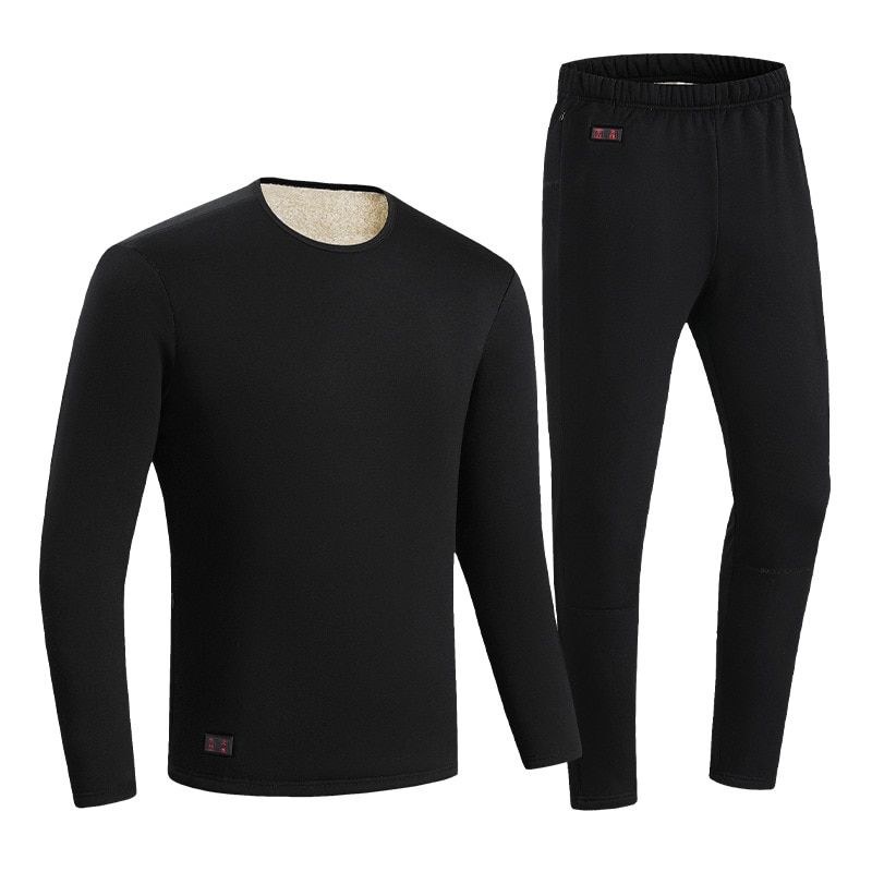 Heating Jacket Underwear Heated Thermal Underwear USB Electric Heating Long Johns Fleece Pajamas Skiing Winter Clothes Warming Man Jacket Pants