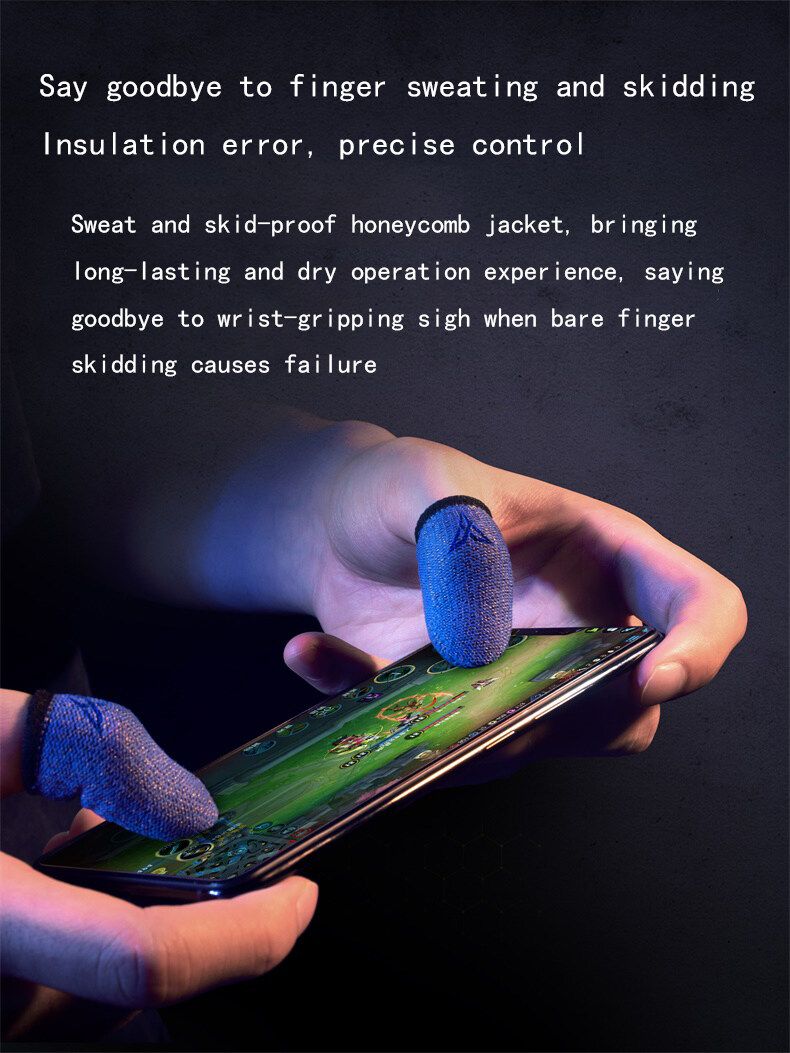 Beehive Sweat-proof Professional Touch Screen Thumbs Finger Sleeve For Mobile Game Blue