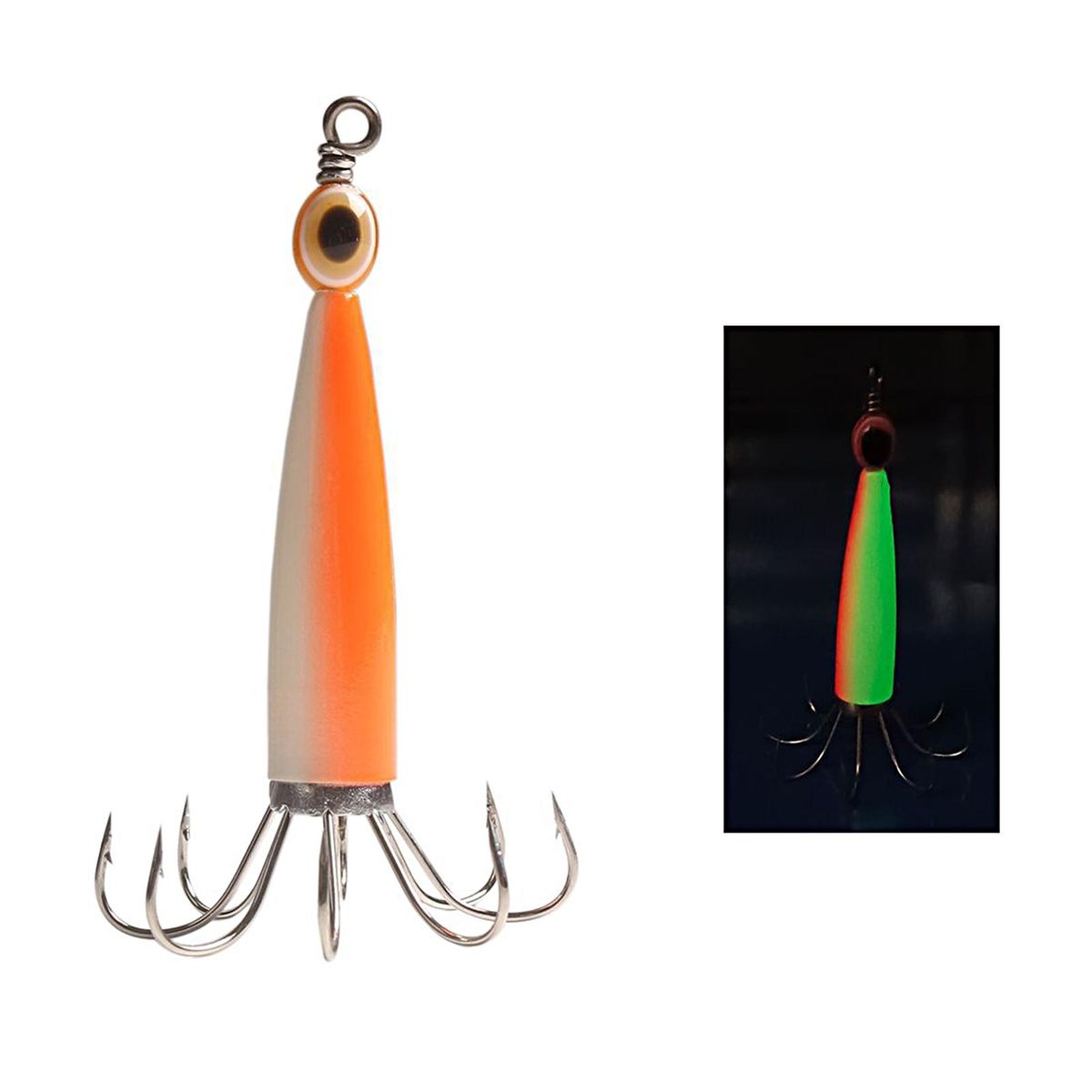 Octopus Hook Luminous Cuttlefish Sleeve Octopus Squid Jig Hook Orange