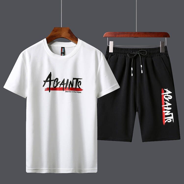 2 In 1 Men's Short Sleeve Shorts Set - White