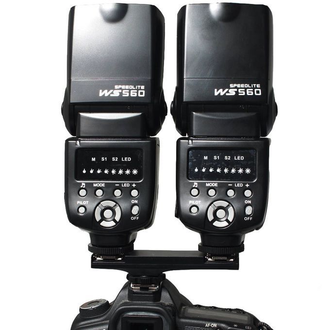 ABS Dual Hot Shoe Flash Speedlite Bracket Splitter For Nikon DSLR