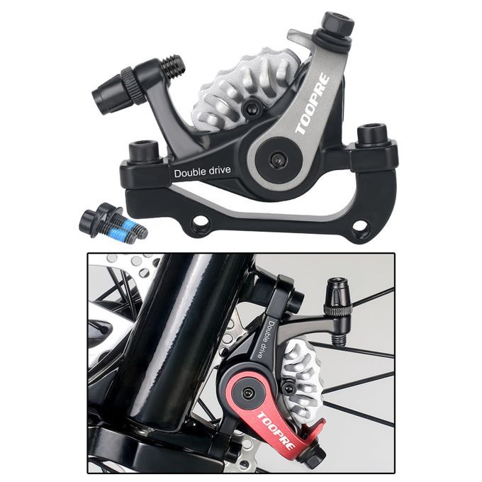MTB Bicycle Mechanical Brakes Dual Drive Front/Rear Silver Gray Back