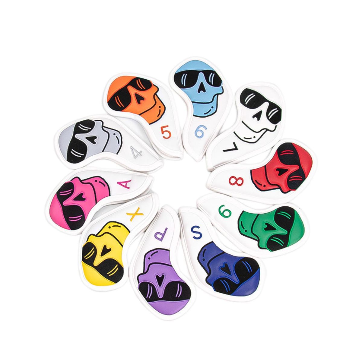 10Pcs Golf Club Covers Cartoon Style Golf Club Head Protectors White