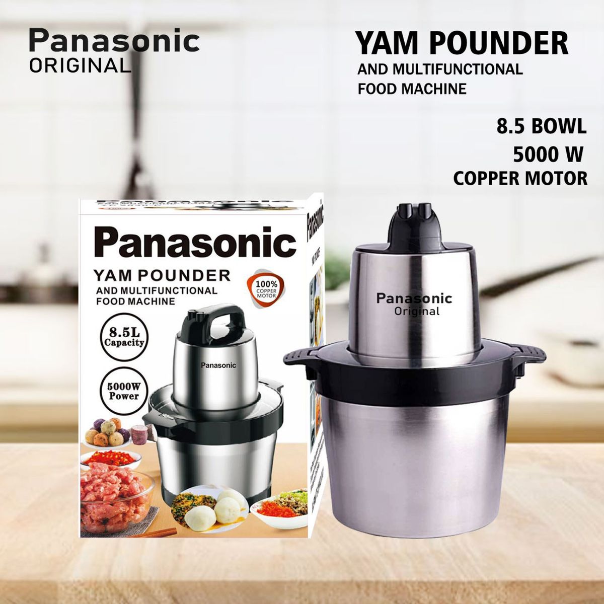 Yam Pounder And Multifunctional Food Machine-8.5L Bowl-5000W