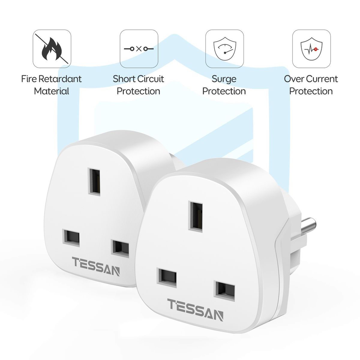 TESSAN NG To EU Plug Europe Travel Adapter With 2 USB Port