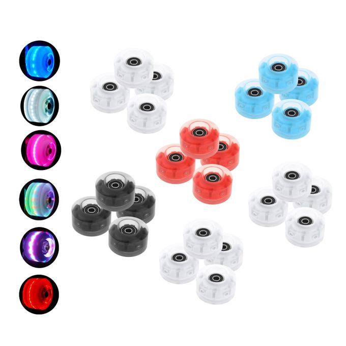 4 Pack LED Roller Skate Wheels Light Up With Bearings Double Row RGB