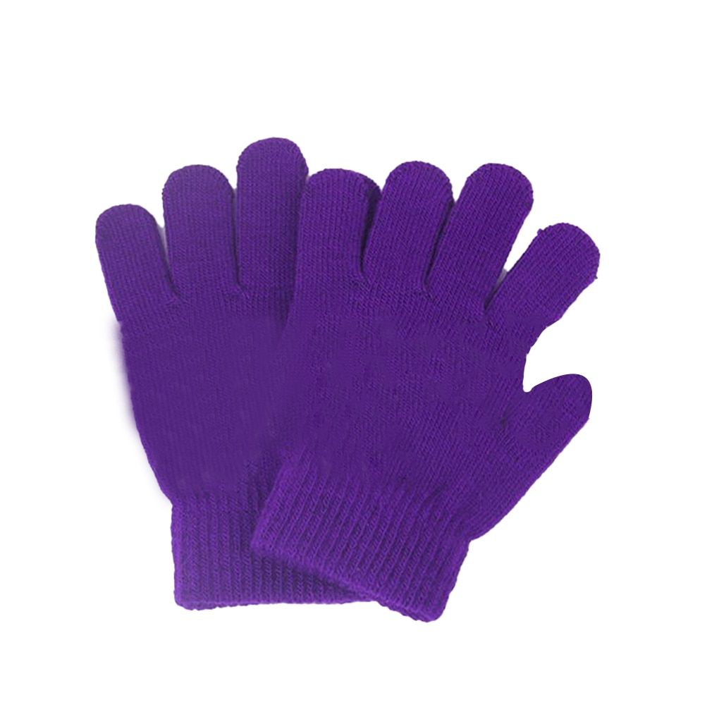 (purple)Kids Winter Gloves Knit Easy Matching Gifts