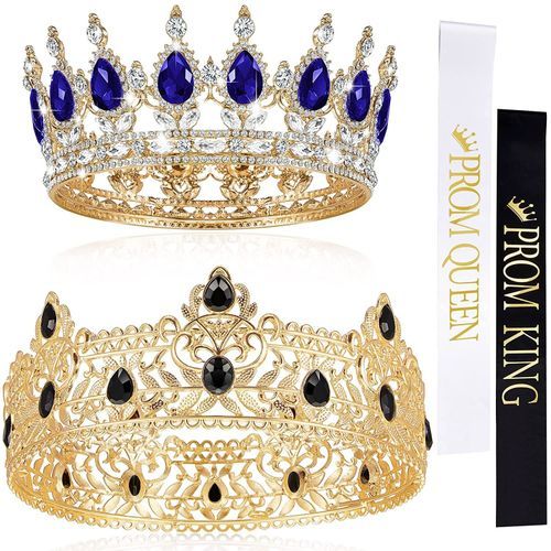 Juexica 4 Pieces Gold King Crown Tiara Crowns For Men Women