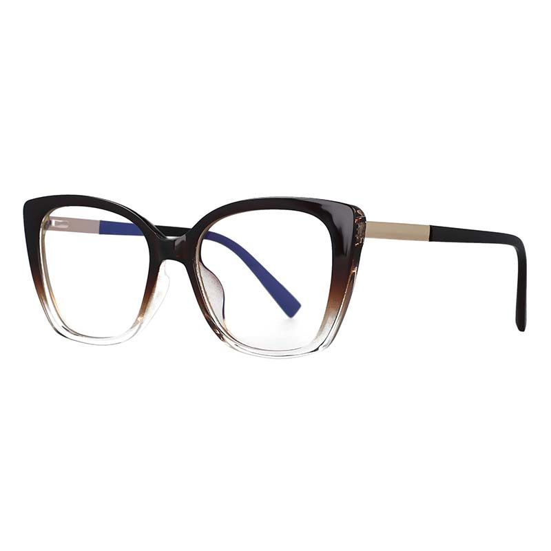 (Tea)53117 For Ladies Anti Blue Light Glasses Frames Spring Leg Cat Eye Women