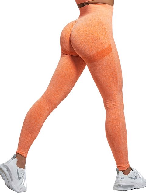 Women High Waist Leggings For Fitness Ladies Sexy Bubble Gym Sports Workout Leggings Push Up Fitness Female Leggins(#Orange)