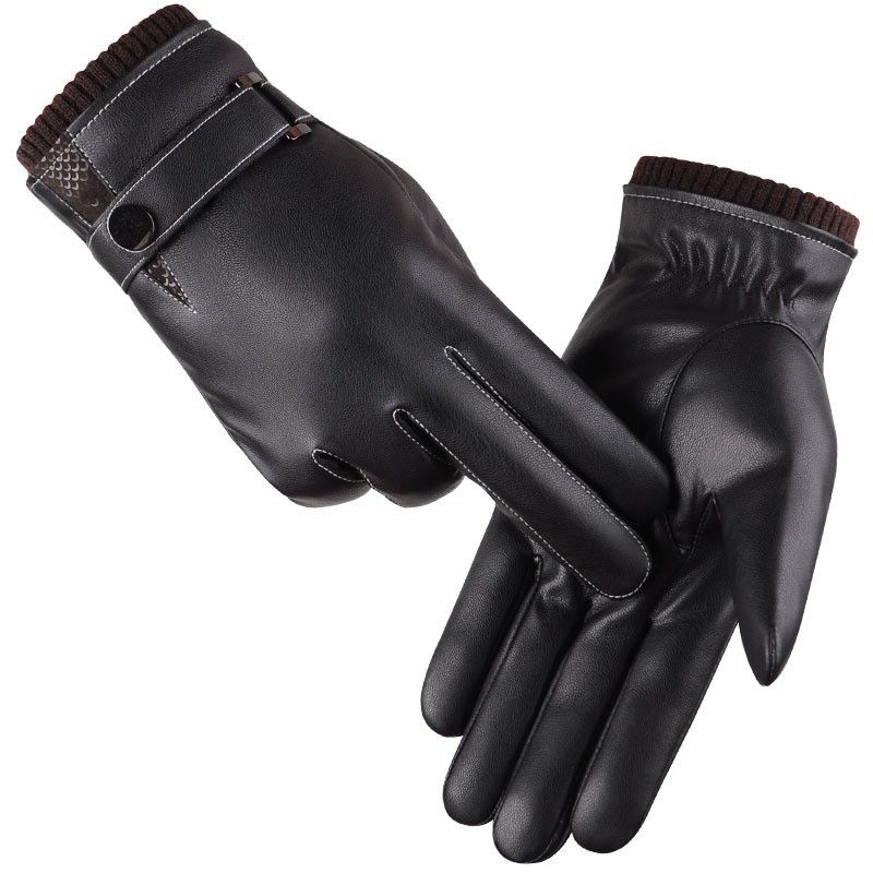 New Men #39;s Leather Gloves Autumn And Winter PU Riding