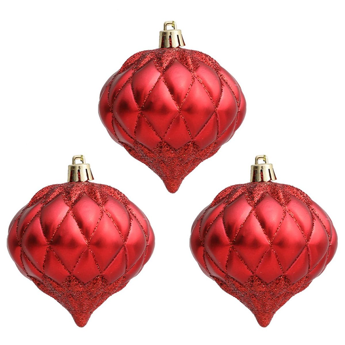3PcsBox Threaded Ball Christmas Tree Decorations Hanging Ball Red